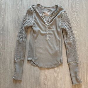 Free People Gray Textured Blouse